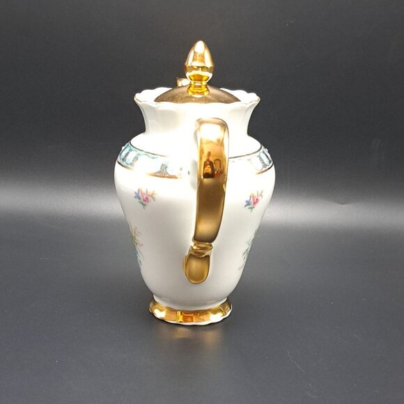 Vintage Bavaria Porcelain Teapot Gold Trim Floral Design - Picture 5 of 16